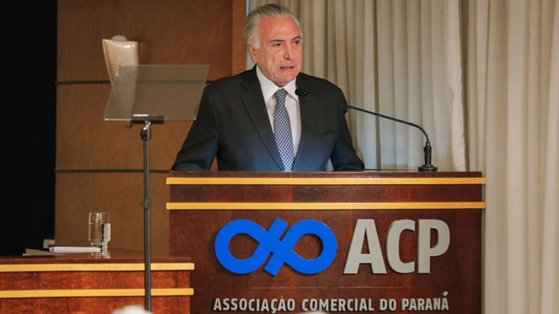 Presidente Michel Temer faz palestra na Associação Comercial do Paraná, em Curitiba - Cesar Itiberê/PR