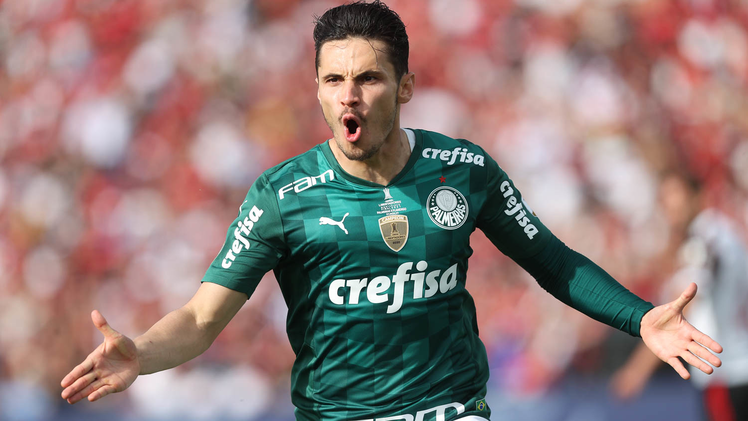 O meia Raphael Veiga marcou o primeiro gol dos dois gols do Palmeiras contra o Flamengo, na final da Libertadores | Foto: Cesar Greco/SE Palmeiras