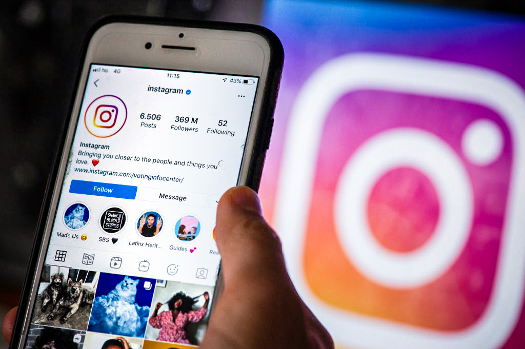 A user on Instagram social network in L'Aquila, Italy, on October 3, 2020. Today Facebook's program Instagram turns ten years from his launch. (Photo Illustration by Lorenzo Di Cola/NurPhoto via Getty Images)