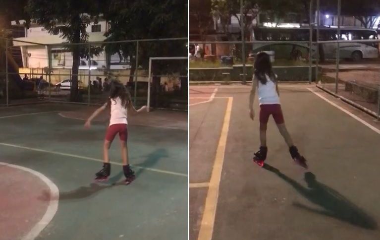 A menina andava com os patins que ganhou no Natal quando, na presença dos pais, foi atingida no ombro | Foto: Reprodução/ Arquivo pessoal