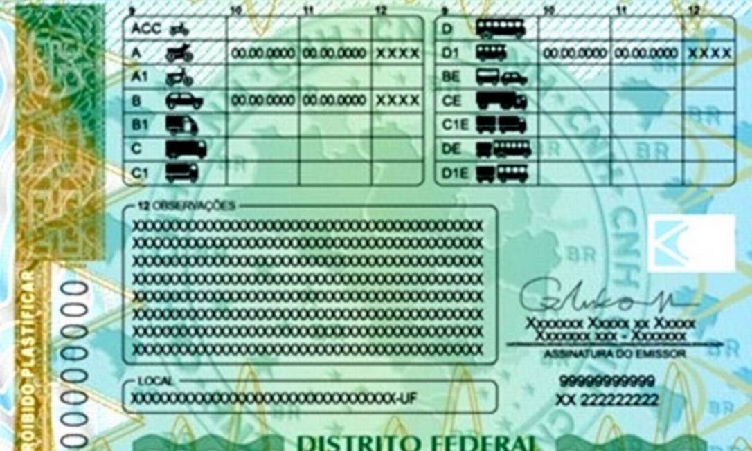 O novo modelo terá cores verde e amarela, com uma tabela para identificar os tipos de veículos que o motorista está apto a conduzir | Foto: Divulgação