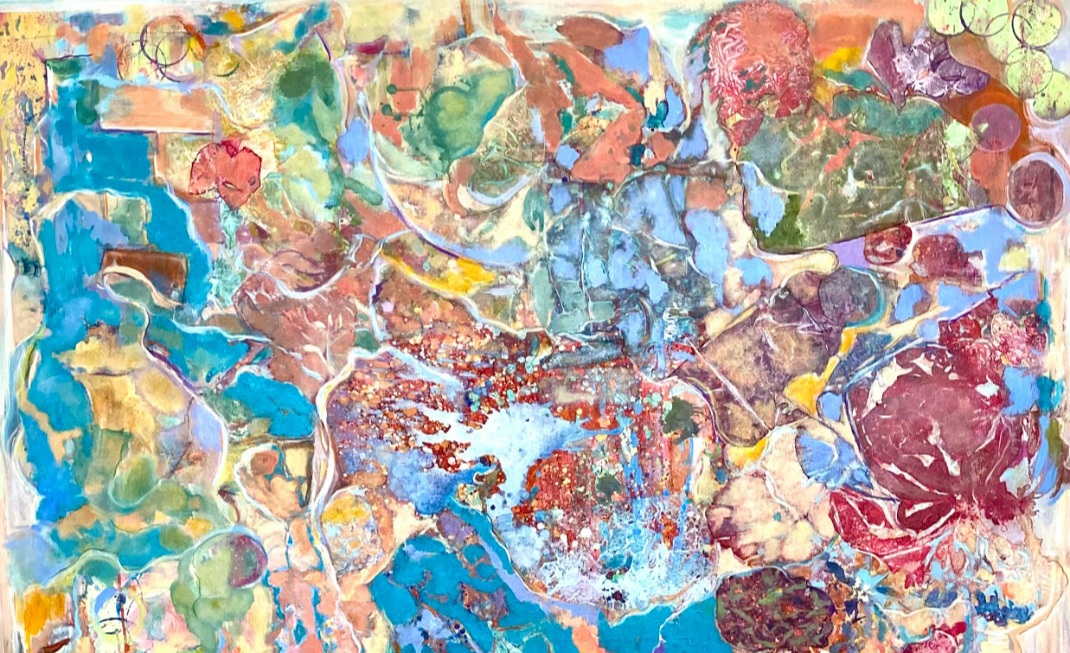 O quadro sem título, parte da exposição, é de autoria da Cassia Cola e foi concebido em 2019 | Foto: Reprodução