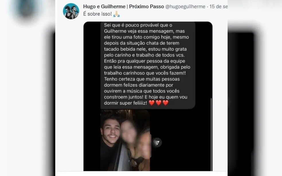 Guilherme briga com fã após ser atingido por bebida durante show sertanejo com dupla, em Barro Alto