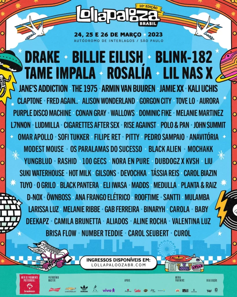 Lollapalooza Brasil divulga headline oficial para 2023; Confira