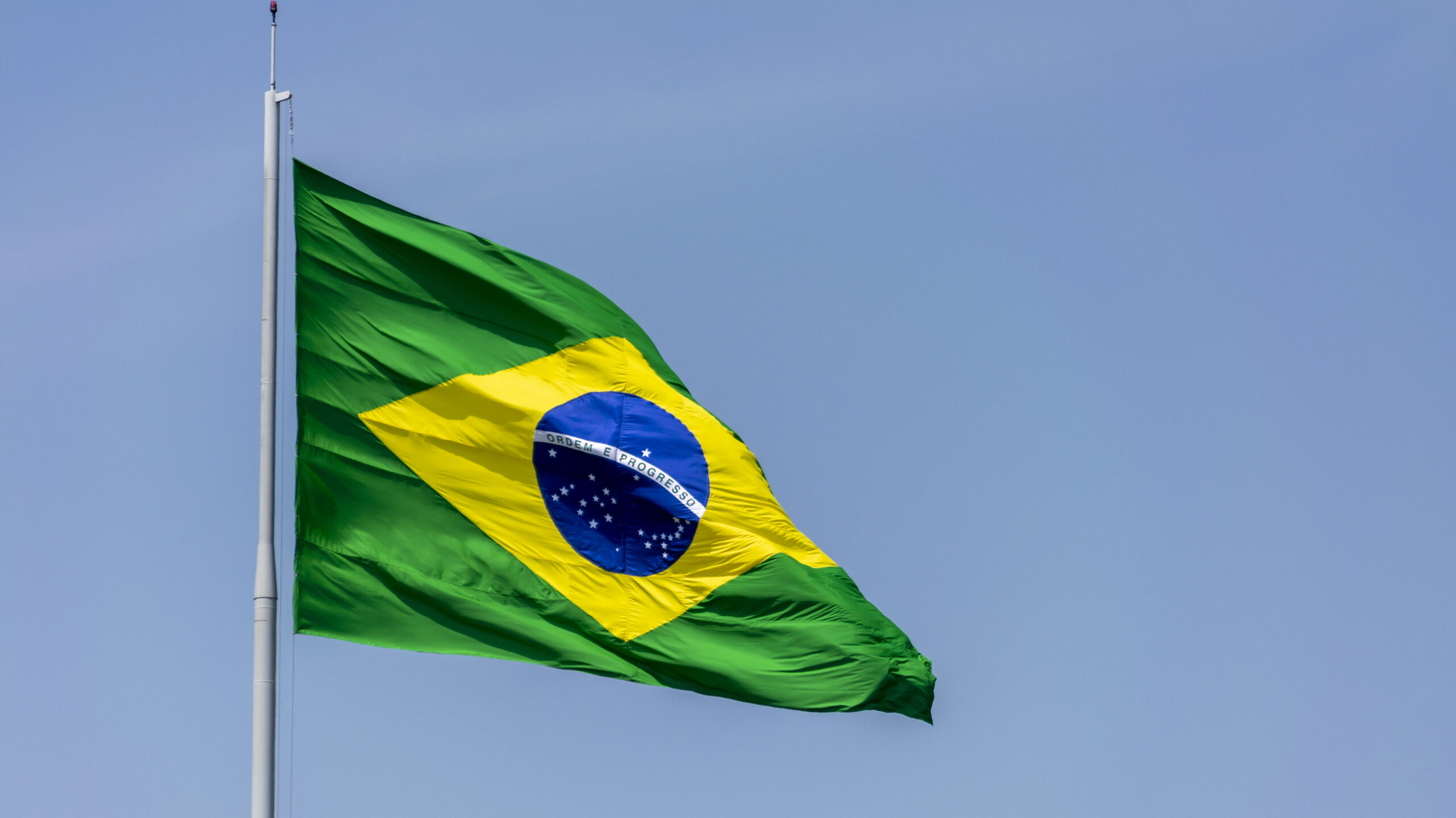 Brazilian flag fluttering in the wind. september 7th independence of brazil