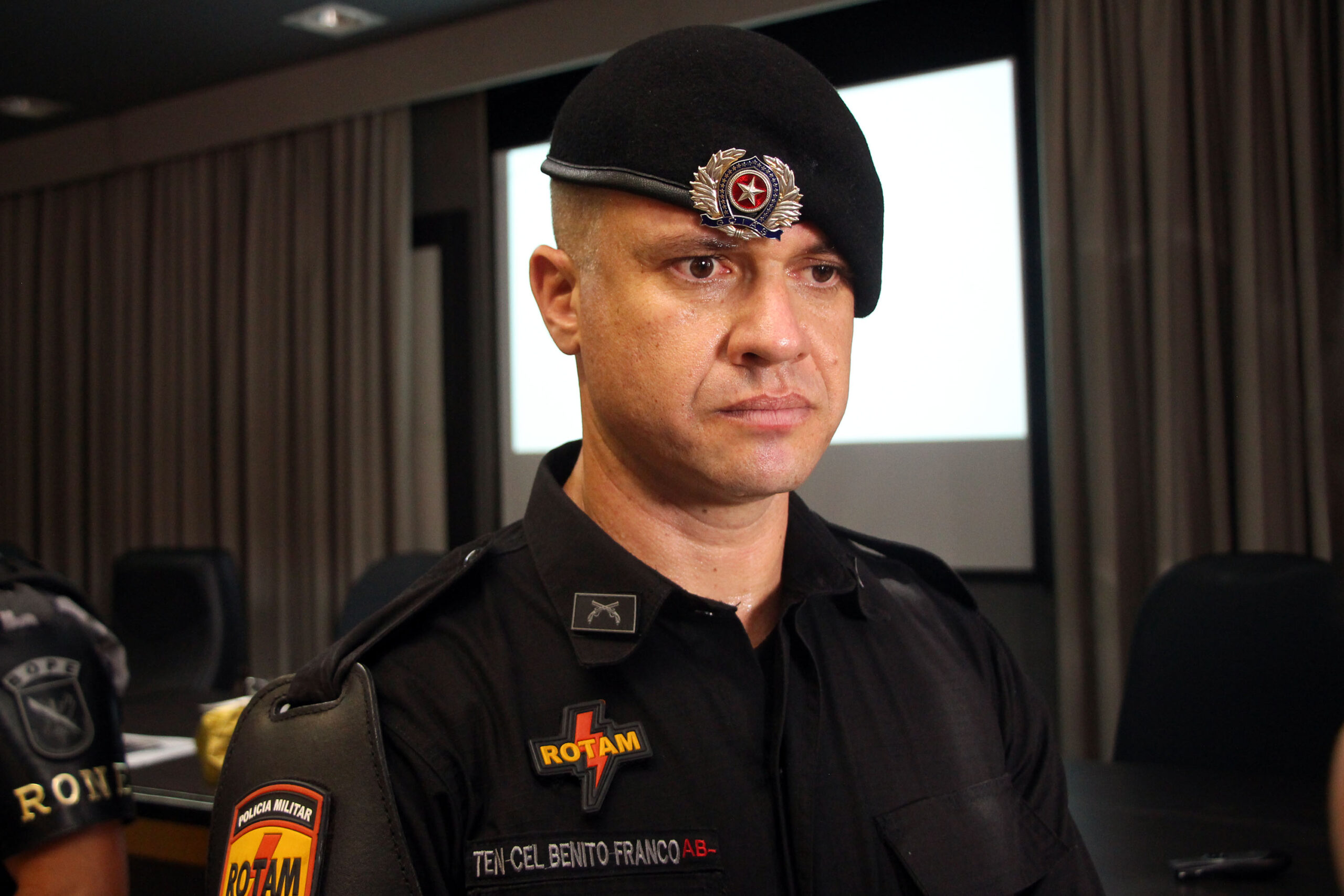Curitiba, 05 de novembro de 2019. Aula Inaugural do Curso de Rondas Ostencivas de Natureza Especial. Foto: Ten Cel Bento Franco, Comandante do Batalhão ROTAM da Polícia Militar do Estado de Goiás.