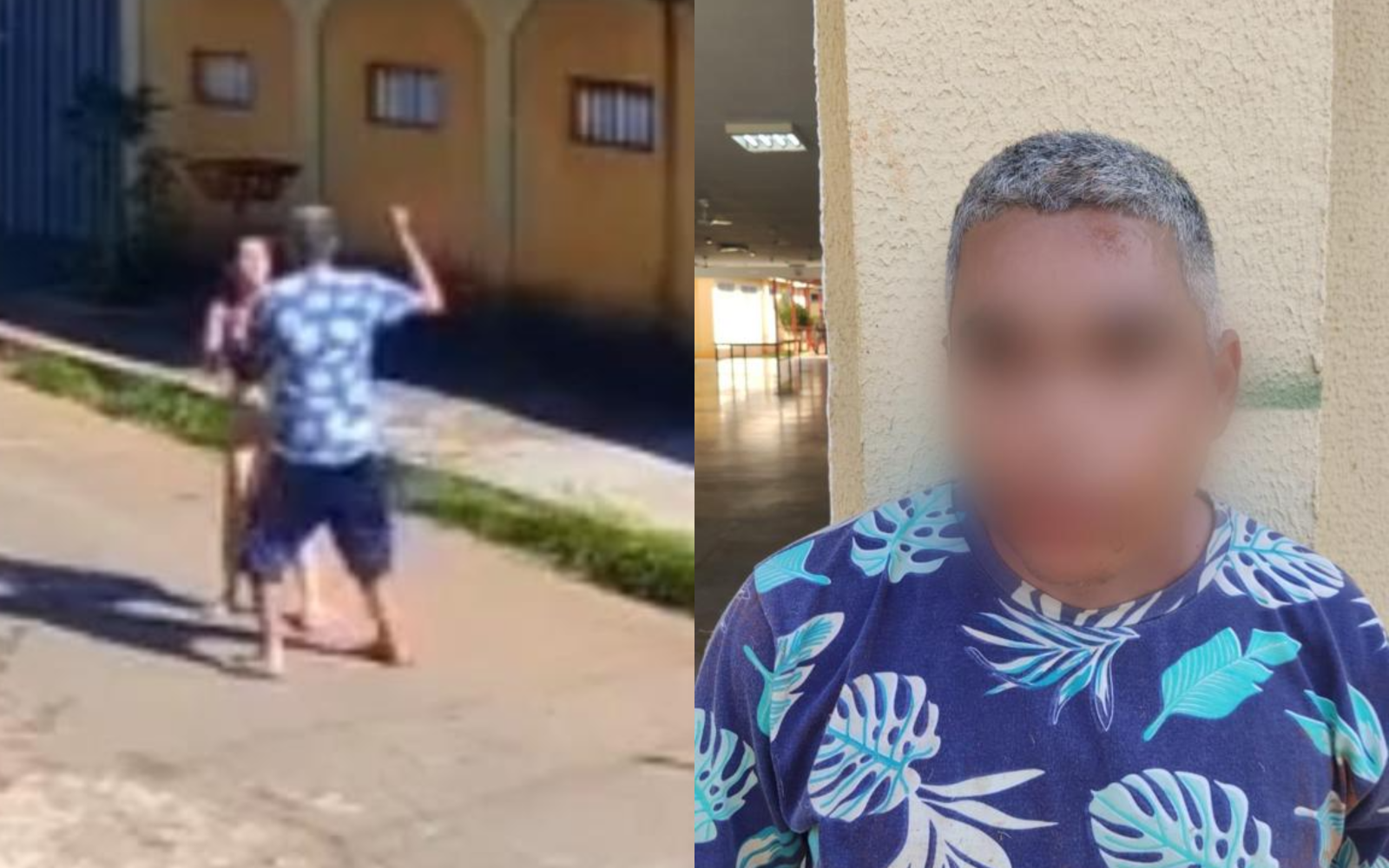 Imagens de segurança flagraram o momento que o autor desfere três facadas contra mulher, que acabou morrendo próximo do local | Foto: Imagens obtidas pelo O Hoje