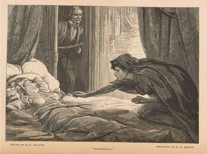 Ilustração de D. H. Friston para a primeira edição de Carmella, para a revista The Dark Blue (1872) | Foto: Branch