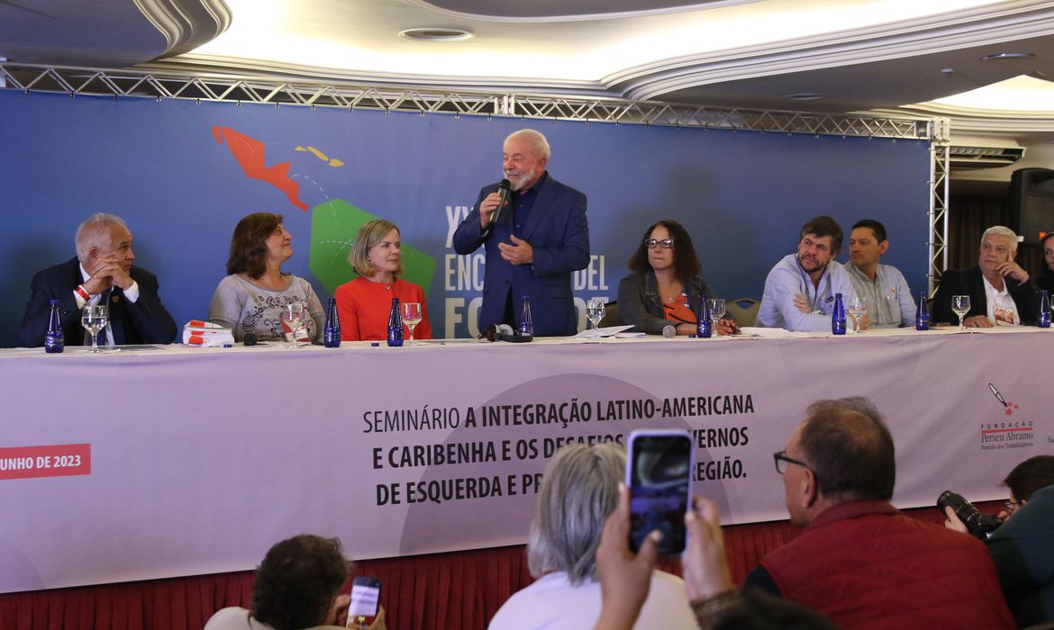 Brasília (DF), 29/06/2023 – Presidente Luiz Inàcio Lula da Silva , participa da Abertura do XXVI Encontro do Foro de São Paulo. Foto Valter Campanato/Agência Brasil.
