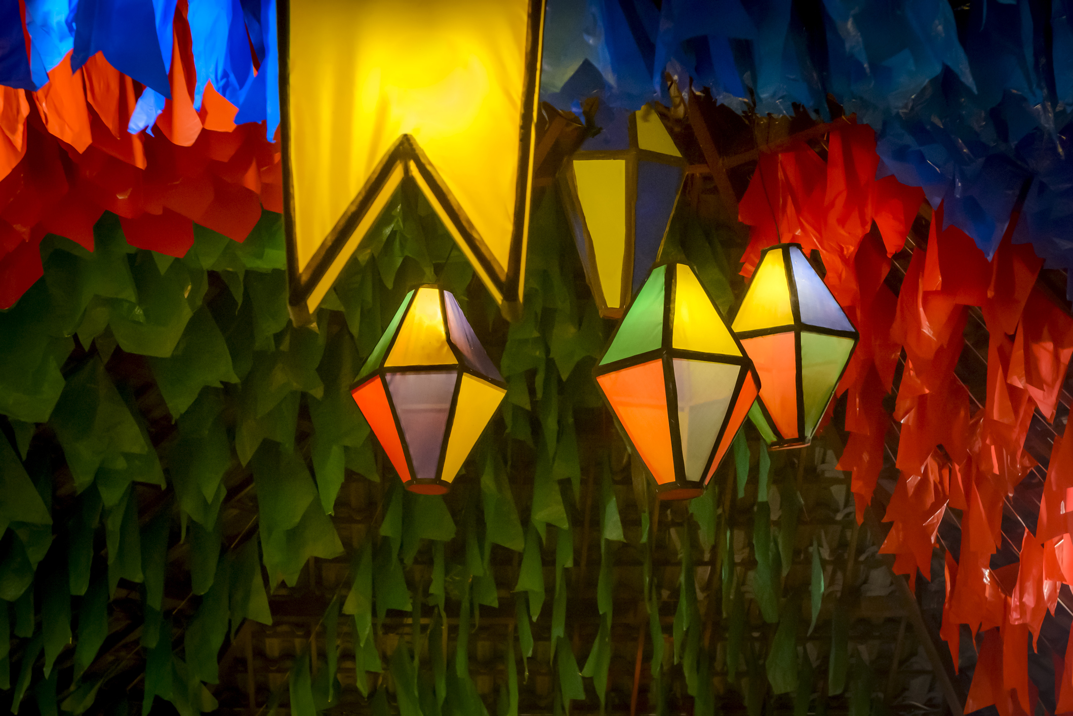 Colorful flags and decorative balloon for the Saint John party, which takes place in June in northeastern Brazil