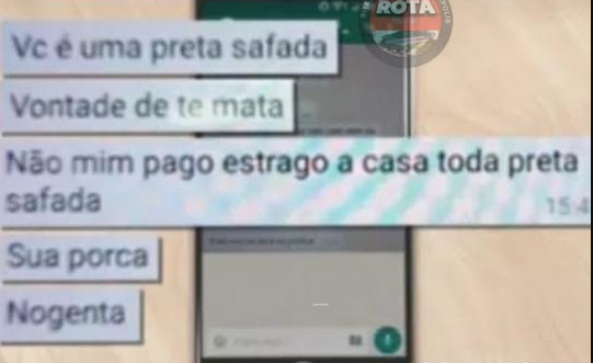 O servidor público acusado enviou mensagens ameaçando a diarista e utilizou palavras  com efeito ofensivo racial à trabalhadora | Foto: Reprodução