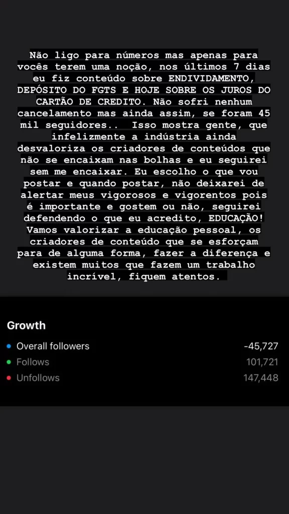 Gil do Vigor perde seguidores após começar a postar dicas de economia