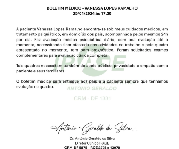 Como está Vanessa Lopes? Equipe posta boletim médico