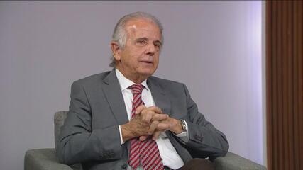 Ministro da Defesa José Múcio declara situação de guerra no RS em entrevista ao Estúdio i. Foto: Reprodução/Globo