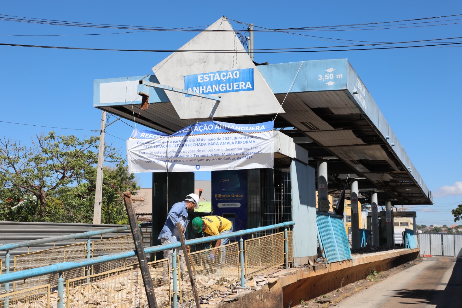 Estação do Eixo Anhanguera localizada no Jardim Novo Mundo passa por revitalização, com previsão de entrega em três meses | Foto: Edinan Ferreira