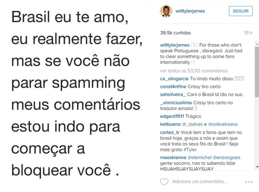 Imagem Ilustrando a Notícia: Ator que interpretou “Chris” usa tradutor para mandar recado aos fãs brasileiros