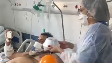Imagem Ilustrando a Notícia: Paciente internado com Covid-19 recebe festa de aniversário em hospital de Goiânia