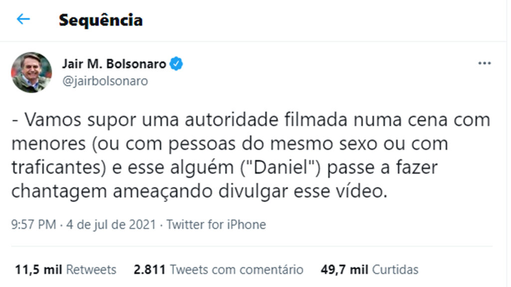 Imagem Ilustrando a Notícia: Entenda o que Bolsonaro quis dizer com as graves acusações publicadas em rede social
