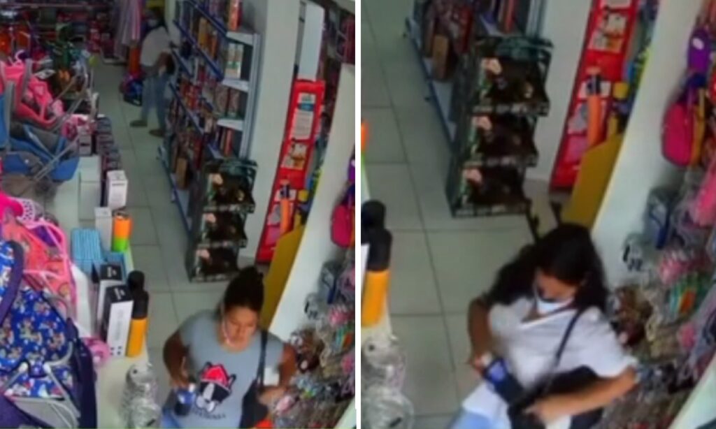 Imagem Ilustrando a Notícia: Mulheres furtando copos em loja de brinquedo são flagradas por câmera de segurança, em Anápolis