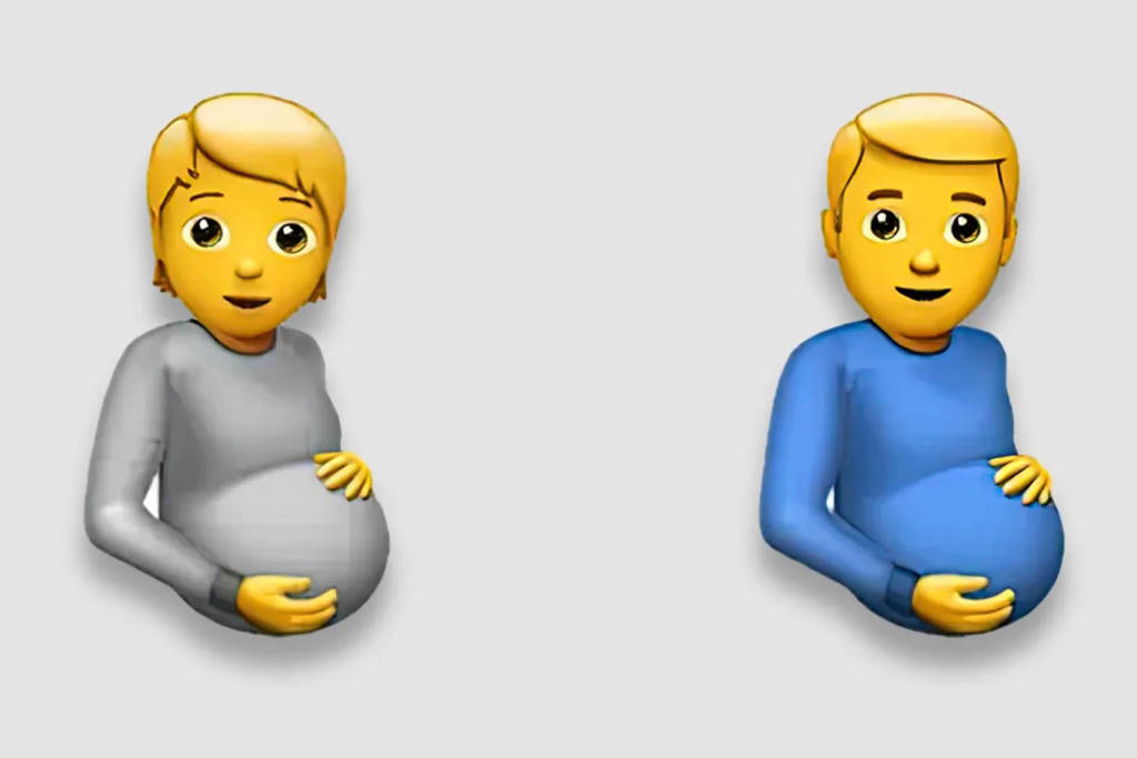 Imagem Ilustrando a Notícia: Disponível para usuários de iPhone, novo emoji de homem grávido gera polêmica na internet