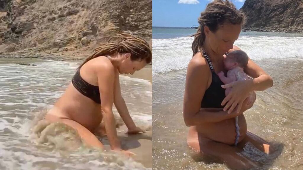 Imagem Ilustrando a Notícia: “Não tinha medos ou preocupações”: diz mãe que viralizou após dar à luz no oceano; veja