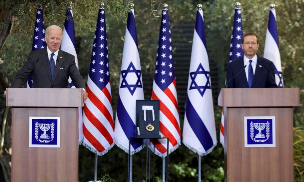 Imagem Ilustrando a Notícia: Em Israel, Biden repete apoio dos EUA à solução de dois Estados