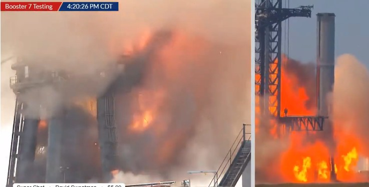 Imagem Ilustrando a Notícia: Vídeo mostra explosão durante teste da Starship, foguete da SpaceX
