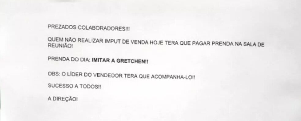 Imagem Ilustrando a Notícia: Empresa de Goiânia deve pagar R$150 mil a funcionários obrigados a dançar ‘Boquinha da garrafa’ e Gretchen