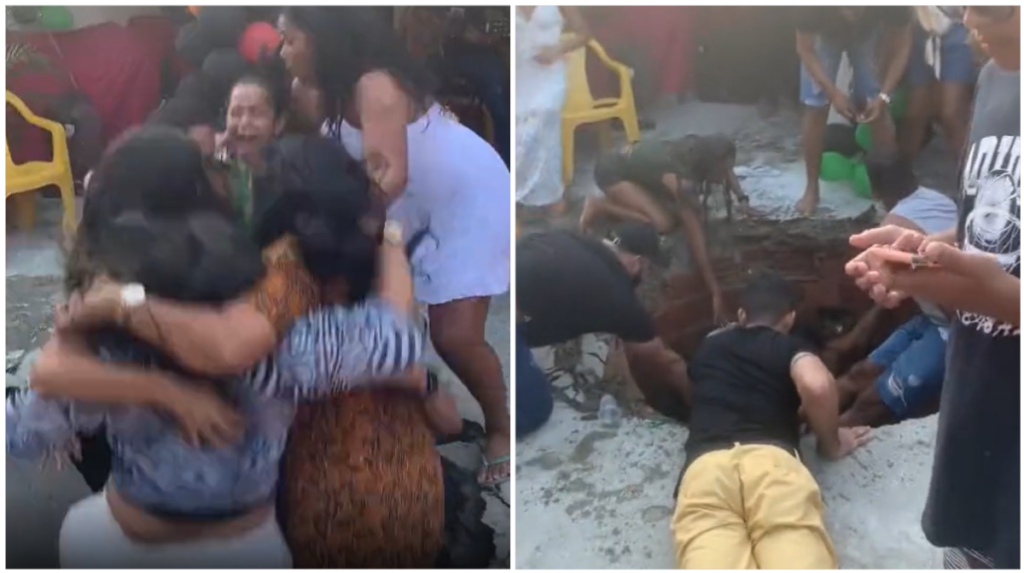 Imagem Ilustrando a Notícia: Seis mulheres são ‘engolidas’ por buraco após dançarem sobre tampa de fossa; assista