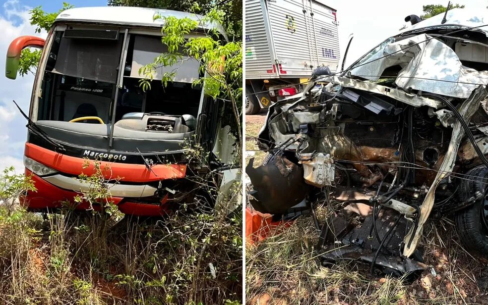 Imagem Ilustrando a Notícia: Acidente entre carro e ônibus mata idoso em Anápolis, na GO-222