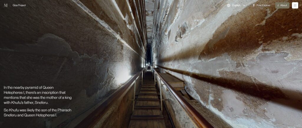 Imagem Ilustrando a Notícia: Tour 360º permite explorar em detalhes o interior da Pirâmide de Gizé; confira