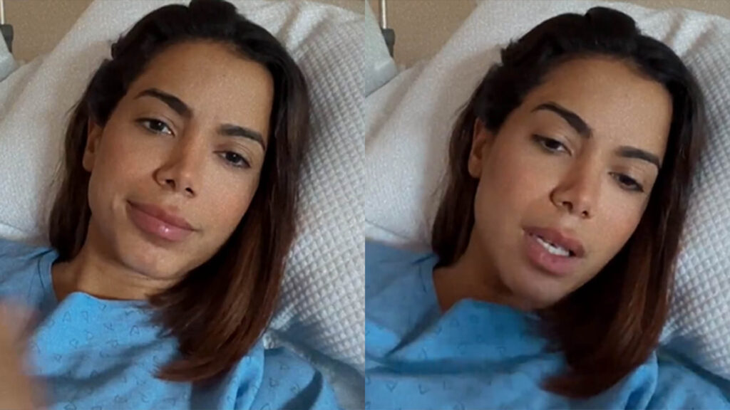 Imagem Ilustrando a Notícia: Após ser internada, Anitta faz live em hospital para tranquilizar fãs: “Não estou mal”