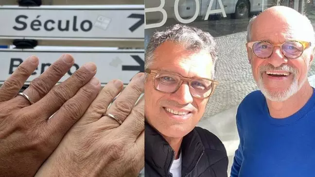 Imagem Ilustrando a Notícia: Marcos Caruso nega casamento com Marcos Paiva: ‘Anéis comprados em uma feirinha’