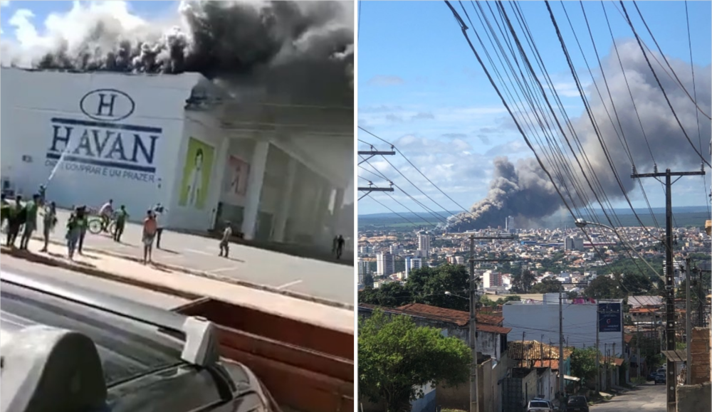 Imagem Ilustrando a Notícia: Loja da Havan na Bahia pega fogo e fumaça pode ser vista a quilômetros; assista