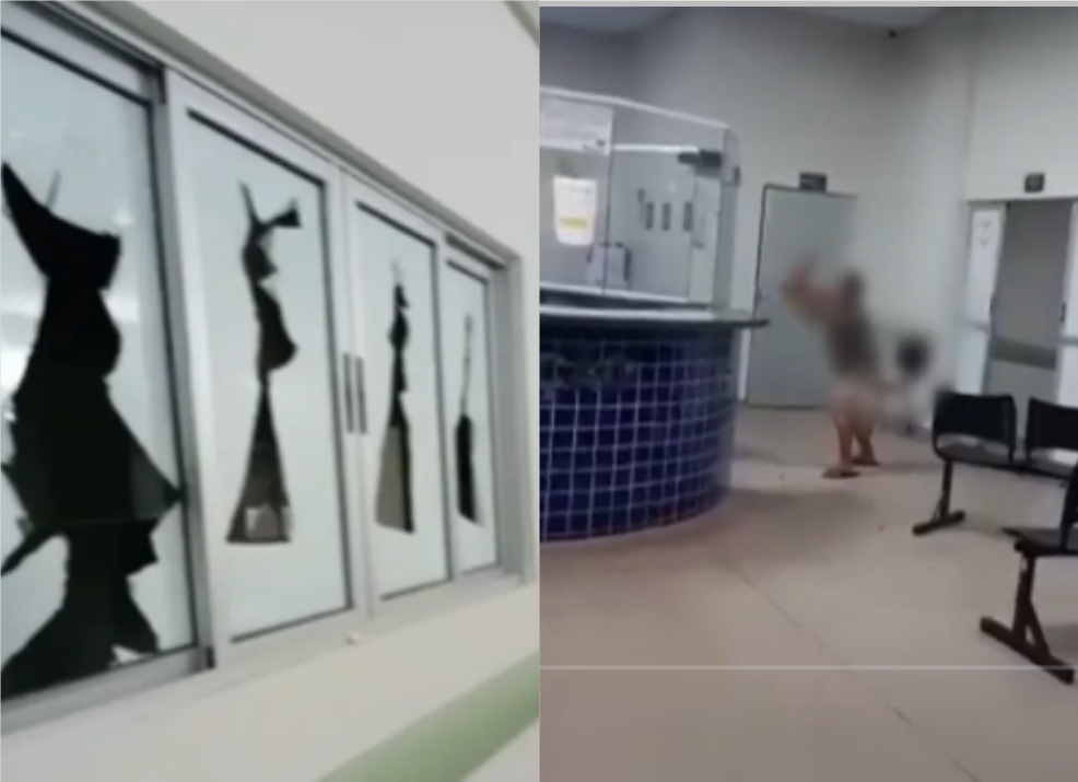 Imagem Ilustrando a Notícia: Paciente é presa após ser filmada quebrando janelas e computadores em hospital de Caiapônia