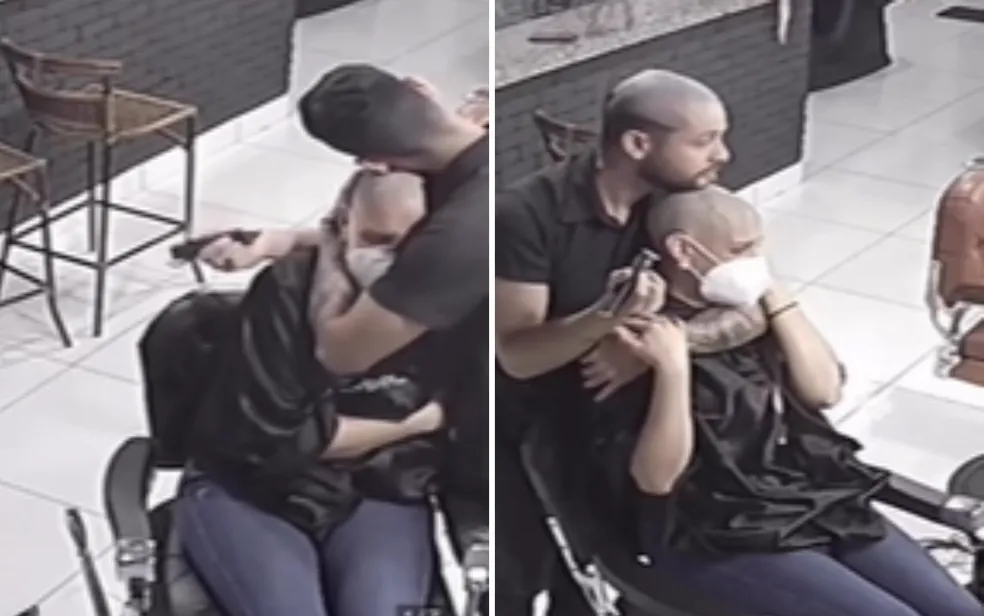 Imagem Ilustrando a Notícia: Barbeiro viraliza ao raspar cabeça após cortar o cabelo da prima diagnostica com câncer; veja vídeo