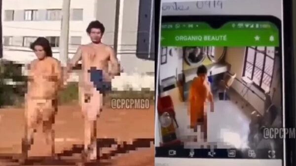 Imagem Ilustrando a Notícia: Vídeo: Casal anda pelado por ruas do Setor Sul e quebra salão de beleza, em Goiânia