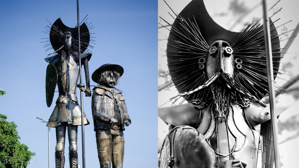 Imagem Ilustrando a Notícia: Aparecida ganha obra de 3 metros inspirada em Dom Quixote e feita com materiais de descarte