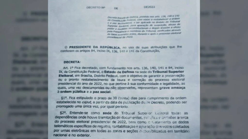 Imagem Ilustrando a Notícia: Moraes envia perícia da ‘minuta do golpe’ ao TSE e corregedor inclui em ação contra Bolsonaro