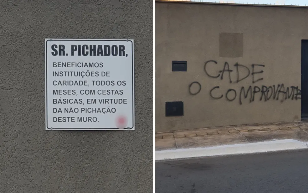 Imagem Ilustrando a Notícia: Casa viraliza ao ser pichada após colocar placa de apelo a pichadores em Goiânia