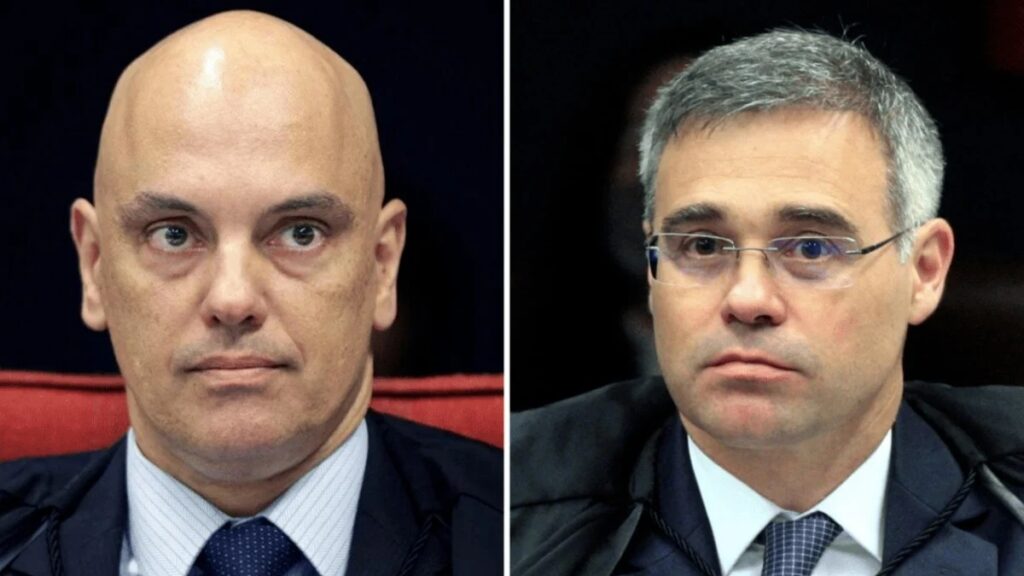 Imagem Ilustrando a Notícia: Alexandre de Moraes e André Mendonça se desentendem em julgamento sobre indulto de Daniel Silveira