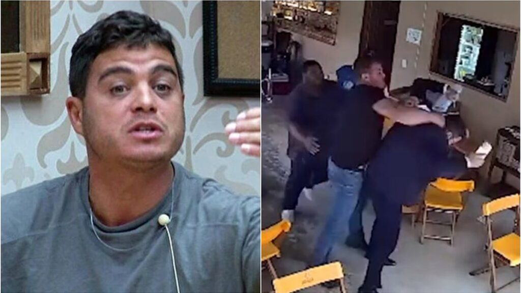 Imagem Ilustrando a Notícia: Ex campeão do BBB 3, Dhomini, é flagrado agredindo com socos e chutes dono de bar em Goiânia