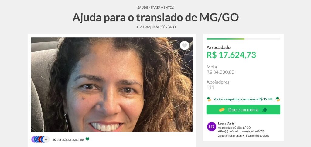 Imagem Ilustrando a Notícia: Família abre vaquinha para arrecadar valor e realizar translado de publicitária para Goiás
