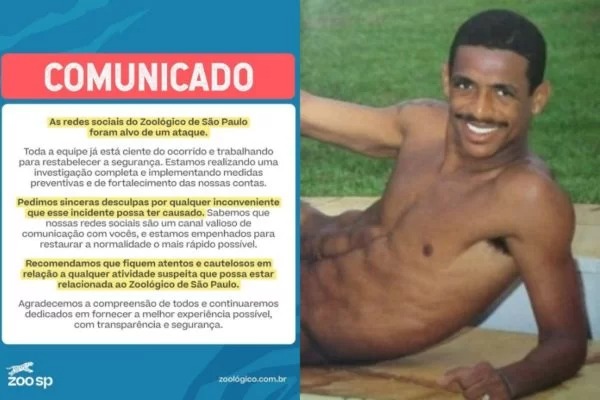 Imagem Ilustrando a Notícia: Hacker invade conta do Zoológico de São Paulo e divulga fotos de Vampeta posando nu