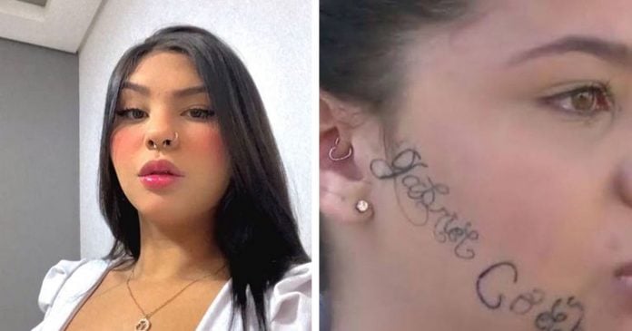 Imagem Ilustrando a Notícia: Mulher que foi sequestrada e teve rosto tatuado mostra antes e depois de sessões de remoção
