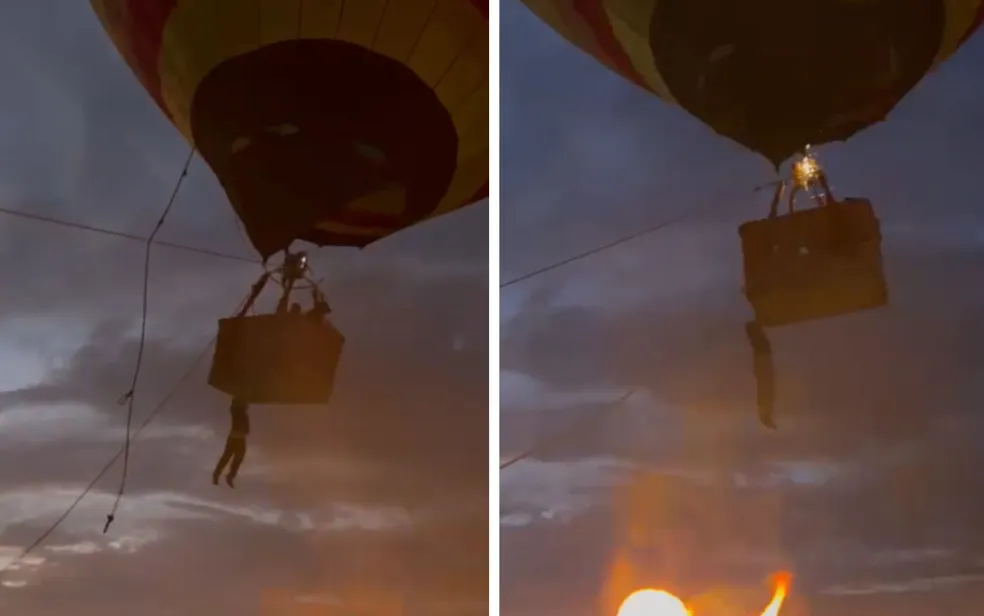 Imagem Ilustrando a Notícia: Homem fica pendurado e cai de balão em Pirenópolis