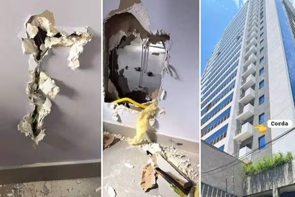 Imagem Ilustrando a Notícia: Ladrões invadem prédio, furtam joias e fogem do 11º andar de rapel, em Goiânia