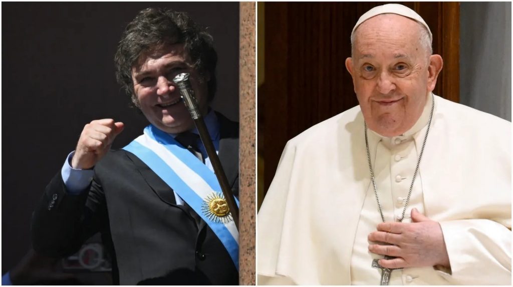 Imagem Ilustrando a Notícia: Milei busca reconciliação com o Papa Francisco em meio à crise argentina