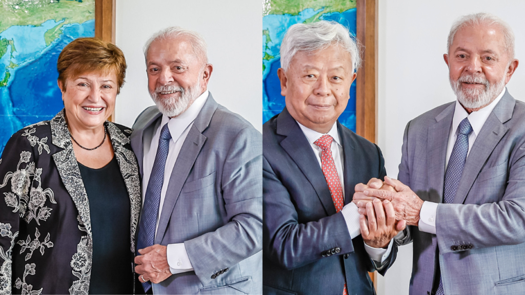 Imagem Ilustrando a Notícia: No Palácio do Planalto, Lula recebe diretora-geral do FMI e presidente do AIIB