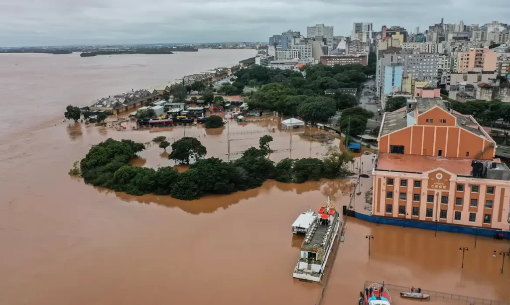 Imagem Ilustrando a Notícia: Nível do Guaíba volta a subir e pode superar os 5 metros em decorrência da vazão dos rios e ventos